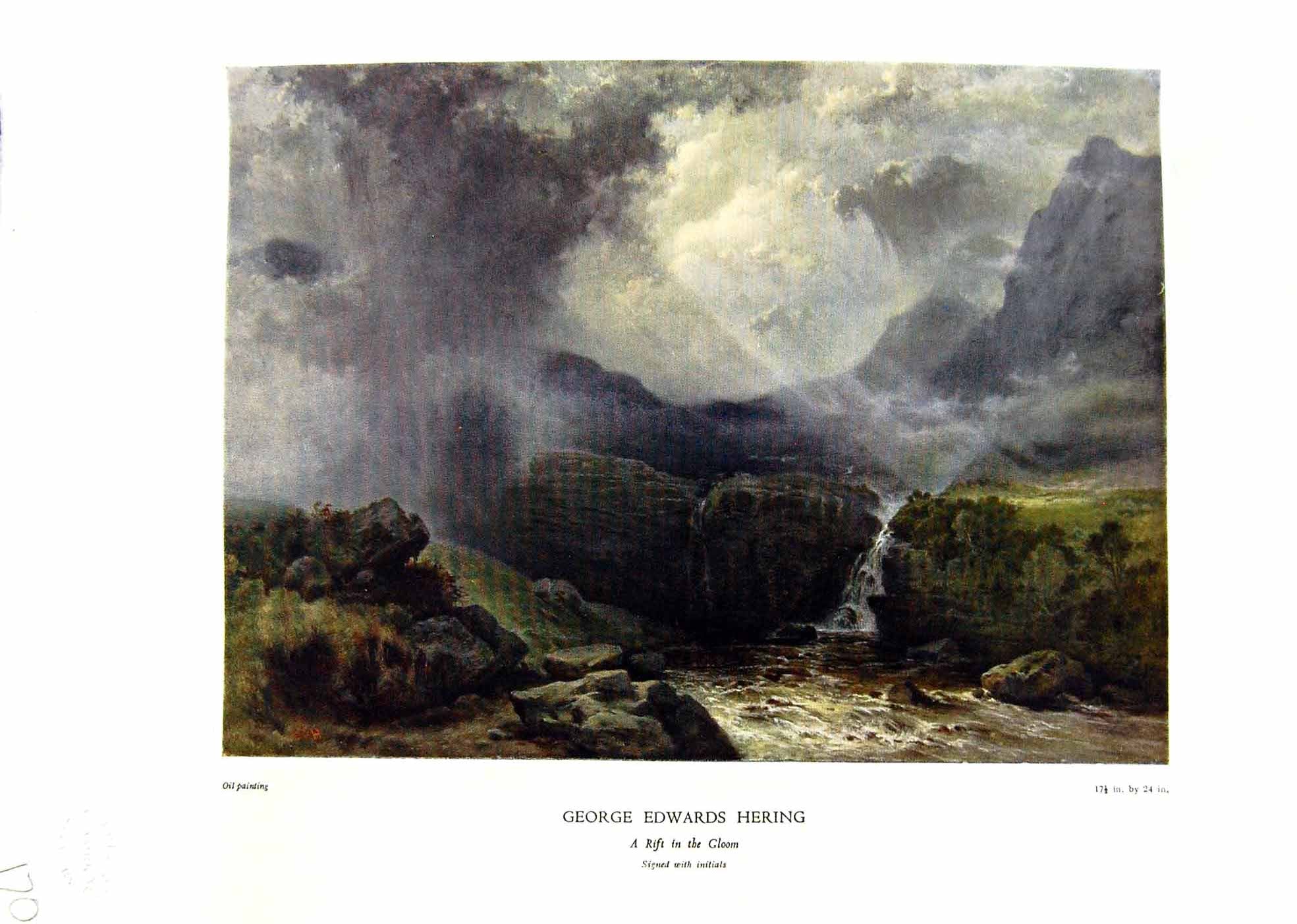 Antique Print NettlefGrundy Oil Painting 1935 Rift Gloom Stormy Weathe Rive