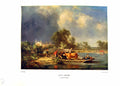 Antique Print NettlefGrundy Oil Painting 1935 Eton River Boat Cattle John H