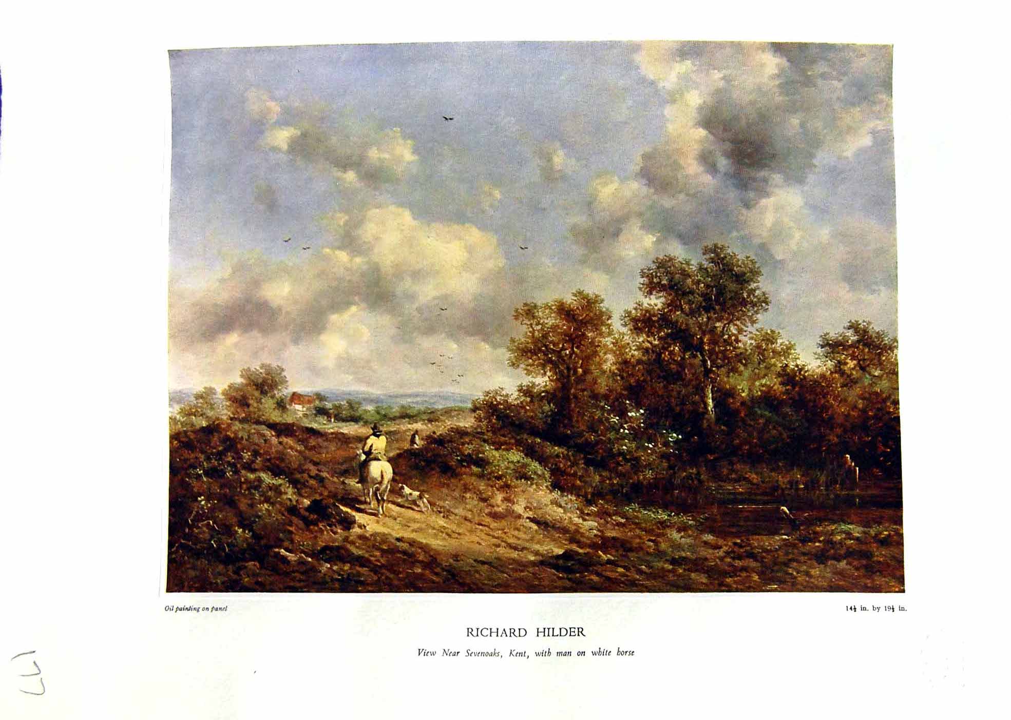 Antique Print NettlefGrundy Oil Painting 1935 View Sevenoaks Kent White Hor