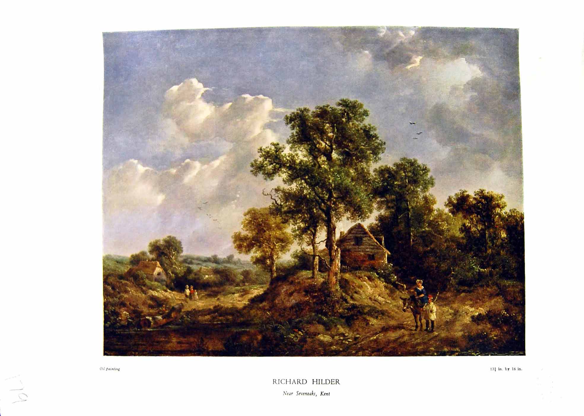 Antique Print NettlefGrundy Oil Painting 1935 View Near Sevenoaks Kent Tree