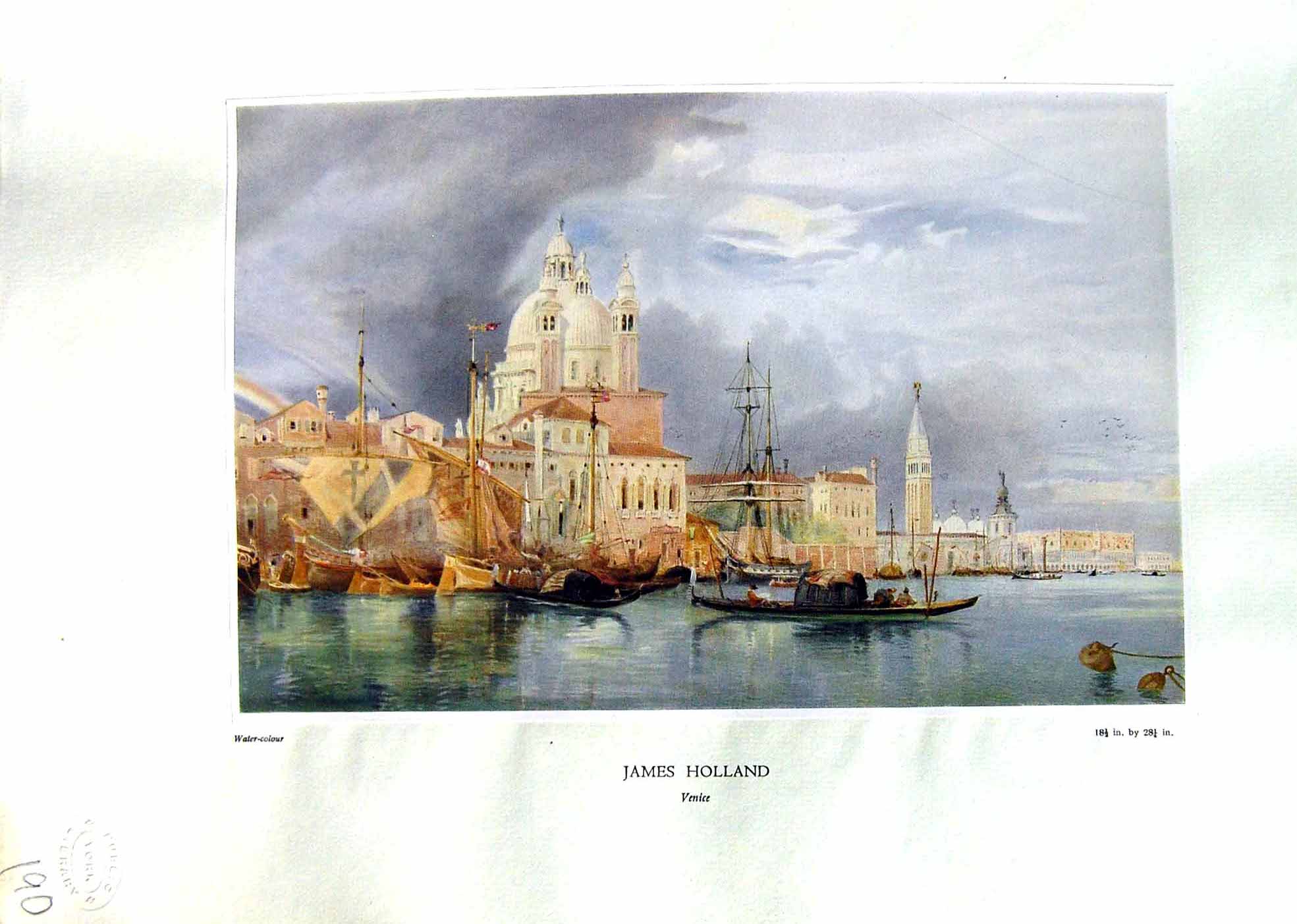 Antique Old Print NettlefGrundy Water 1935 View Venice Gondola James Holland