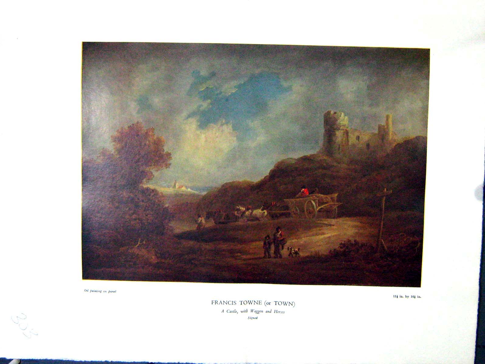 Antique Print 1938 NettlefGrundy Oil Painting Castle Waggon Horses Francis 20th