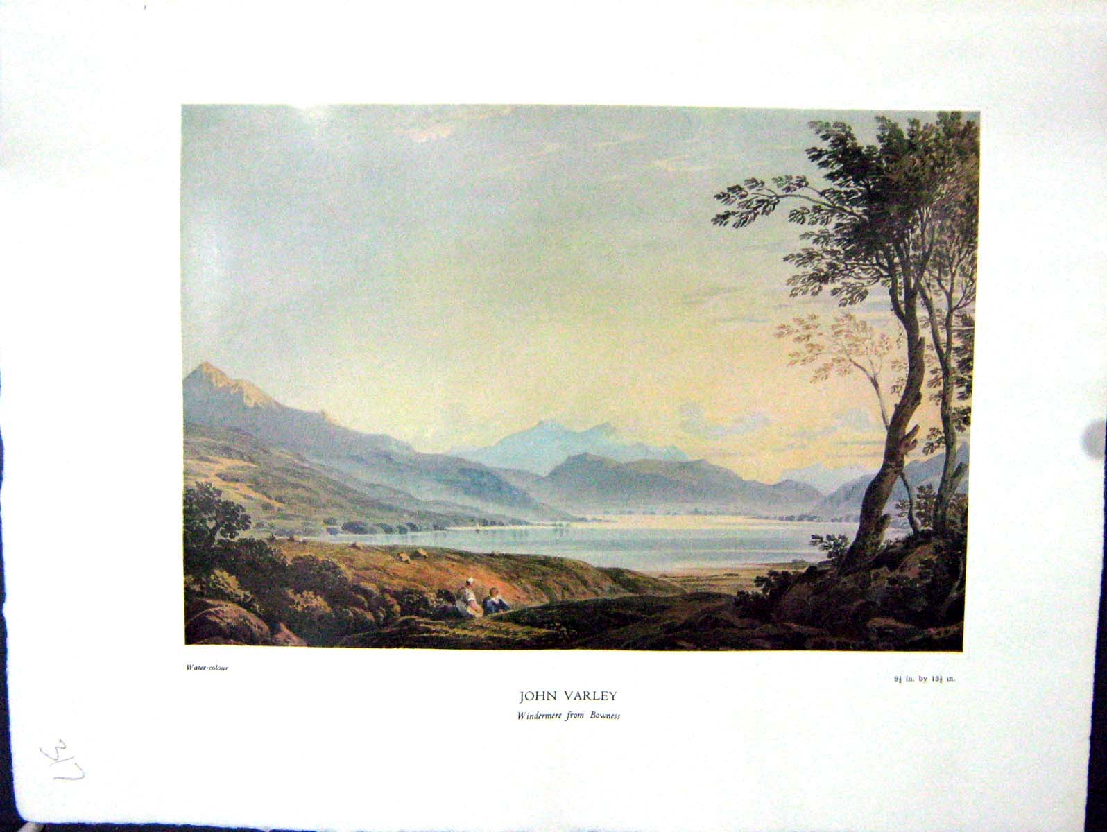 Antique Print 1938 NettlefGrundy Water View Windermere Bowness John Varley 20th