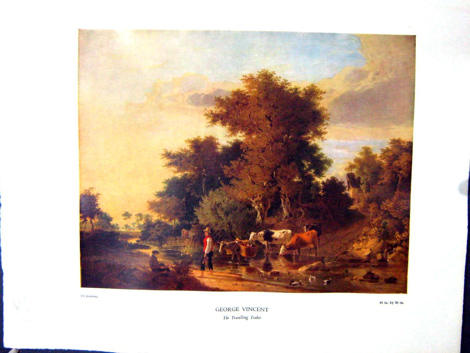 Antique Print 1938 NettlefGrundy Oil Painting Travelling Tinker Cattle Rive