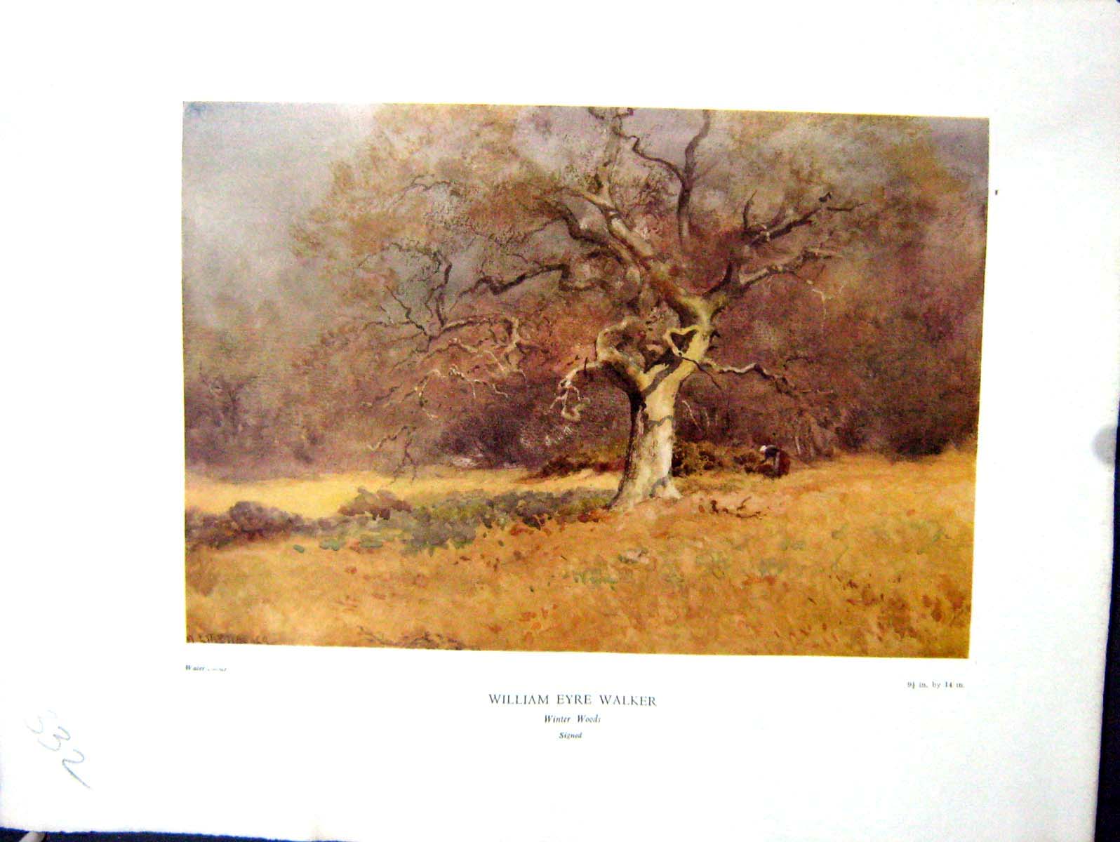 Antique Print 1938 NettlefGrundy Water Winter Woods Trees Scene William Wal
