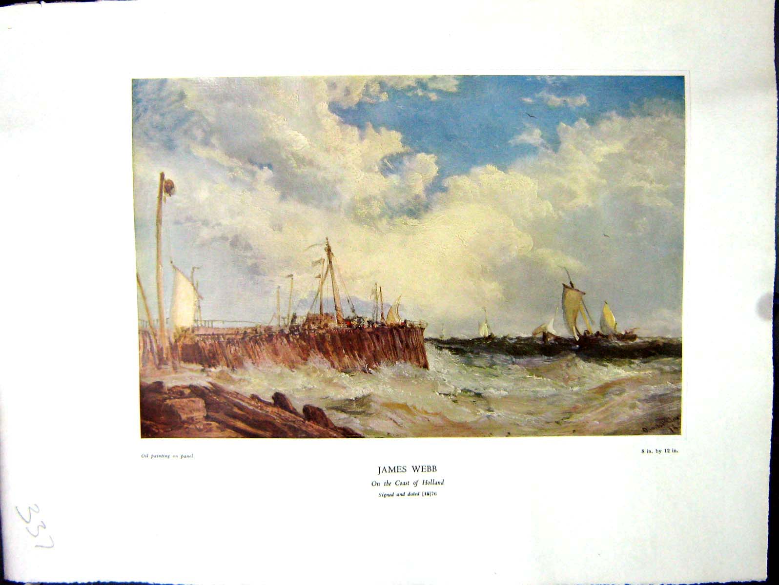 Antique Print 1938 NettlefGrundy Oil Painting Yachts Coast Holland Boats Ja