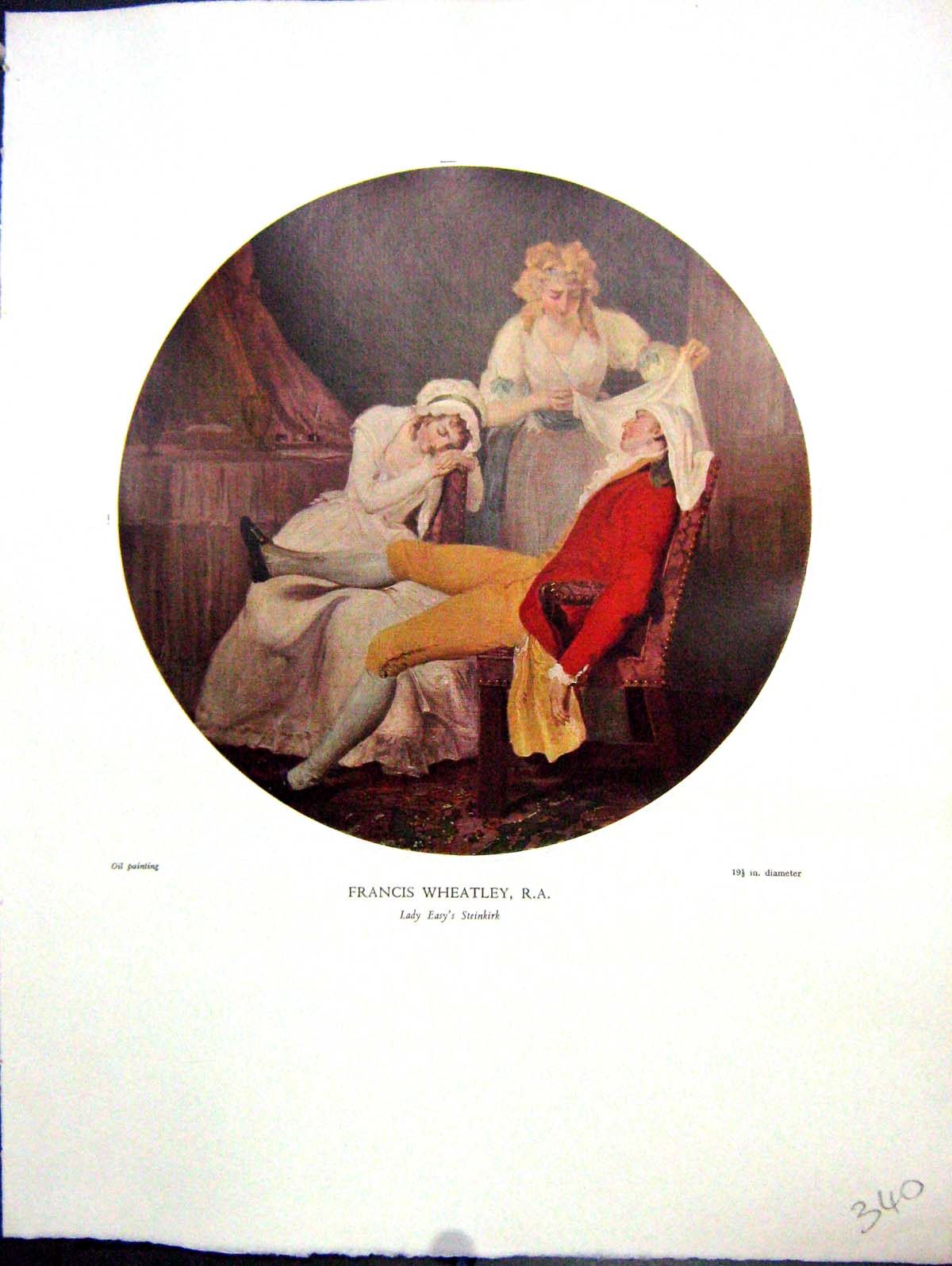 Antique Print 1938 NettlefGrundy Oil Painting Lady Easy Steinkirk Man Franc