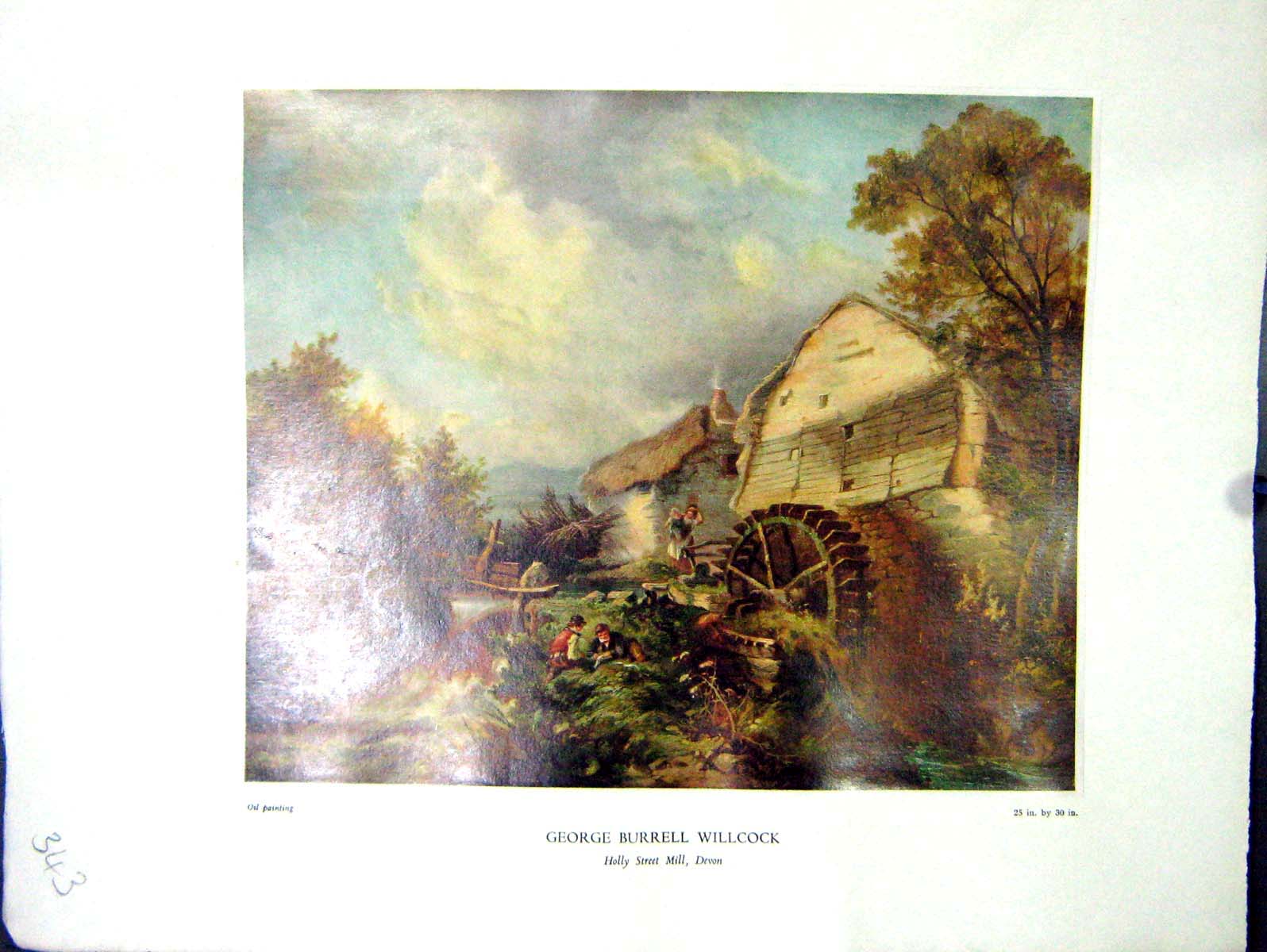 Antique Print 1938 NettlefGrundy Oil Painting Holly Street Mill Devon River