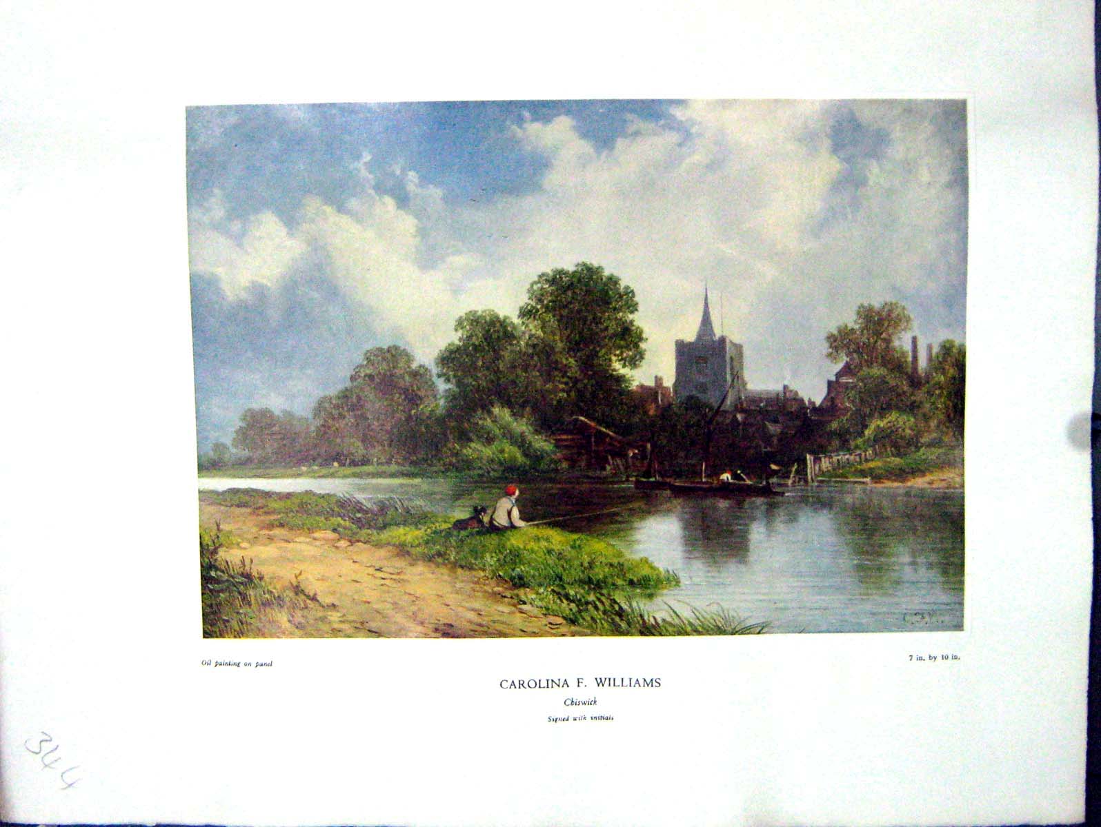 Antique Print 1938 NettlefGrundy Oil Painting View Chiswick Carolina Willia