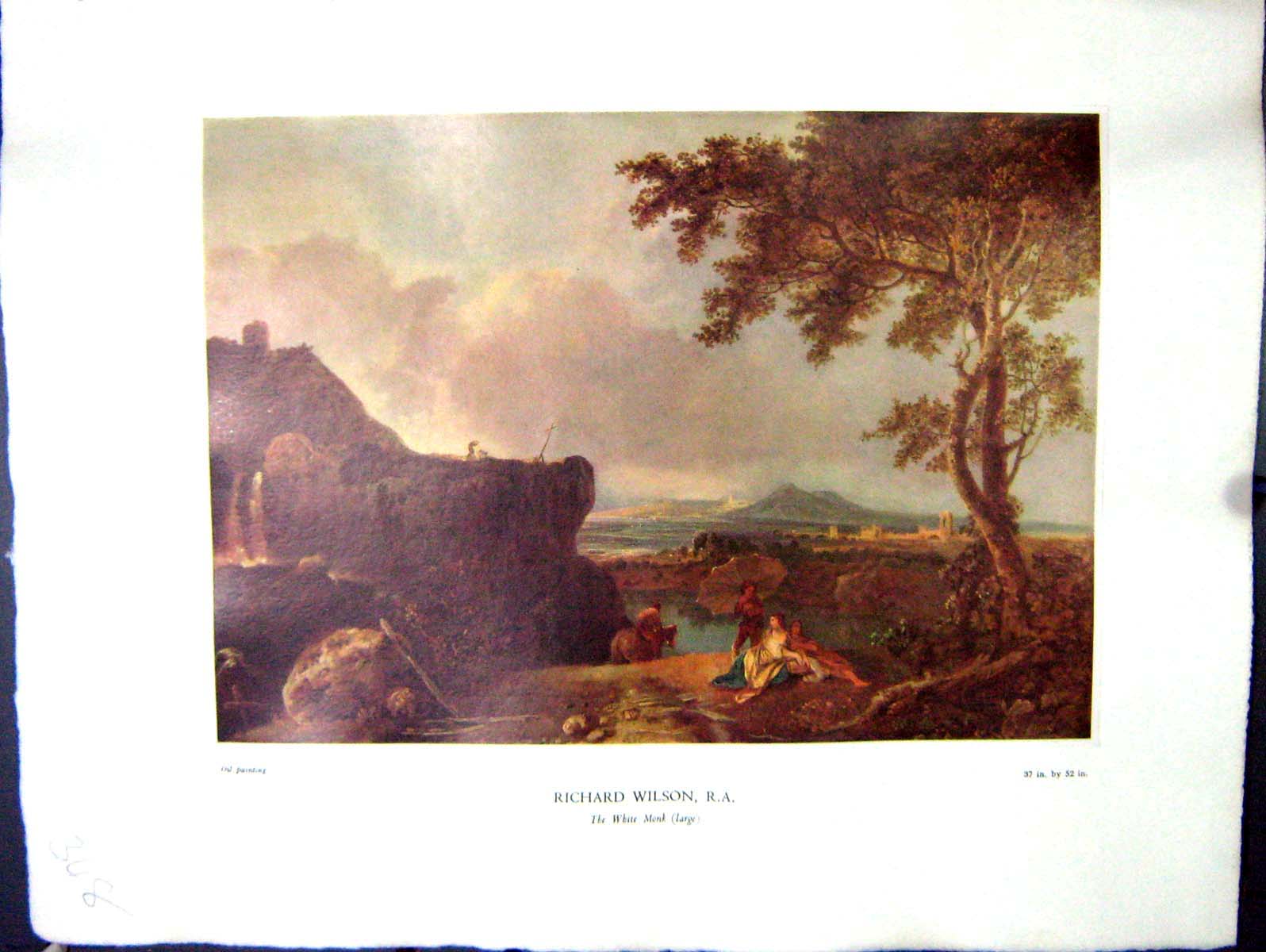 Antique Print 1938 NettlefGrundy Oil Painting White Monk Mountains Richard 20th
