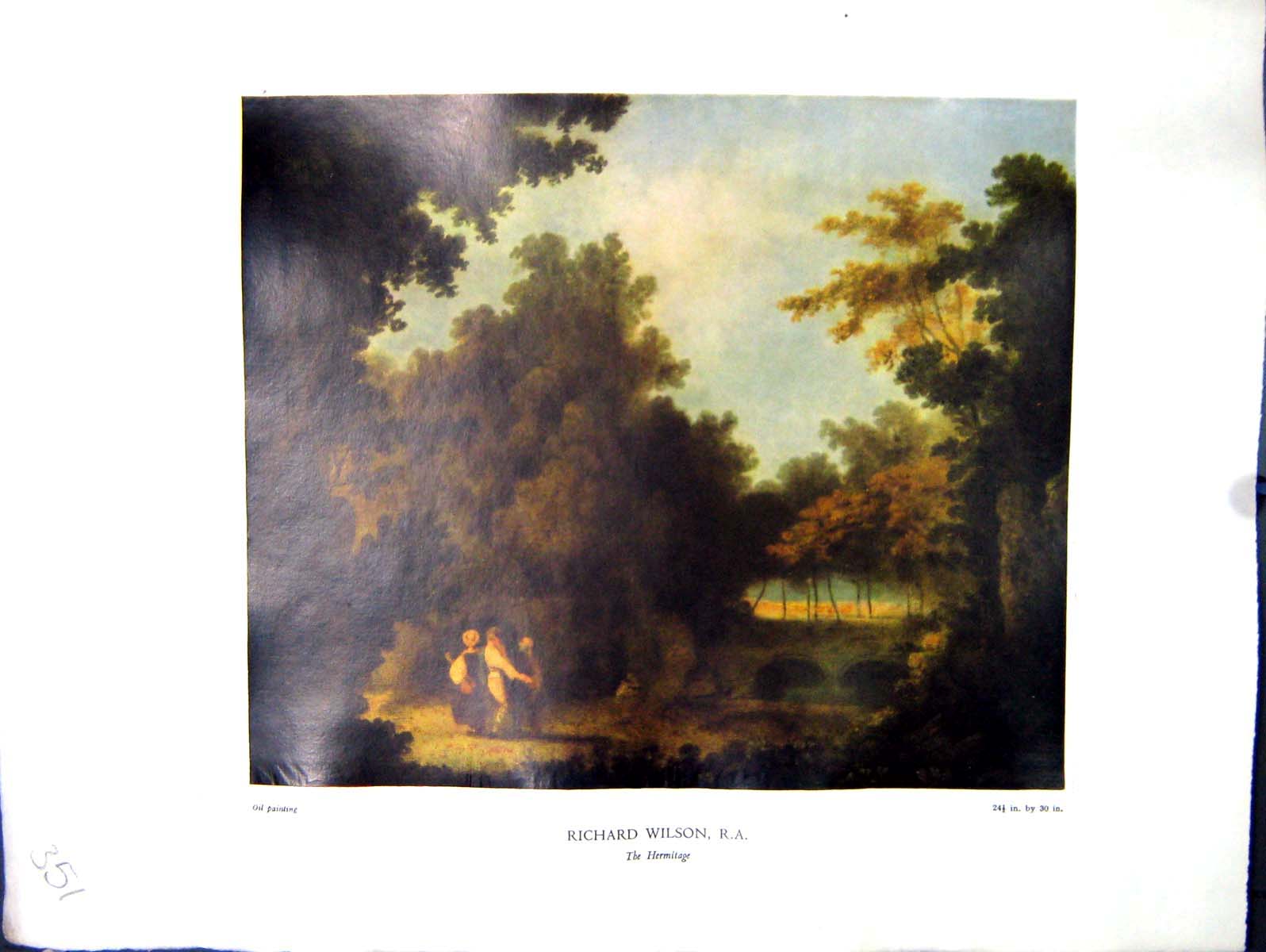 Antique Print 1938 NettlefGrundy Oil Painting Hermitage Dancing Trees Richa