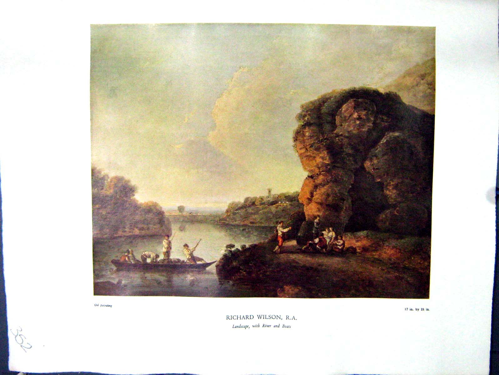 Antique Print 1938 NettlefGrundy Oil Painting Landscape River Boats Richard