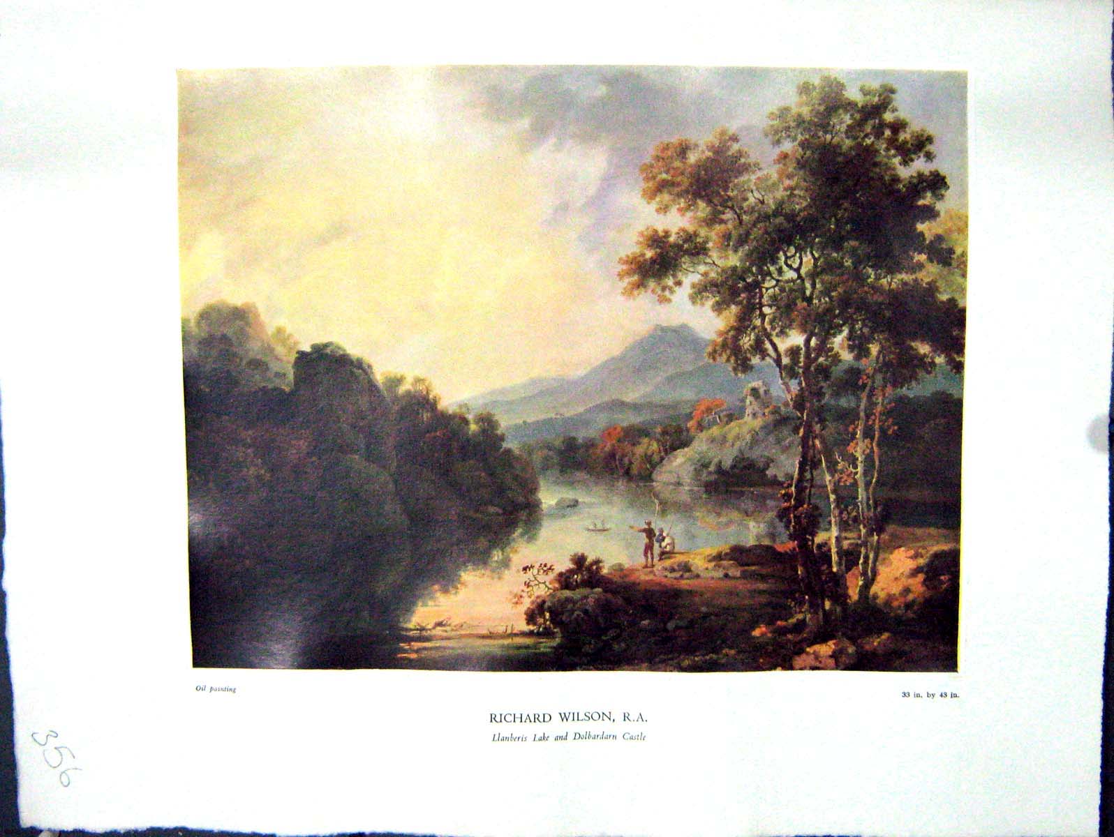 Antique Print 1938 NettlefGrundy Oil Painting Llanberis Lake Dolbardarn Cas