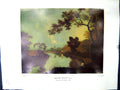 Antique Print 1938 NettlefGrundy Oil Painting River Scene Figure Bank Richa