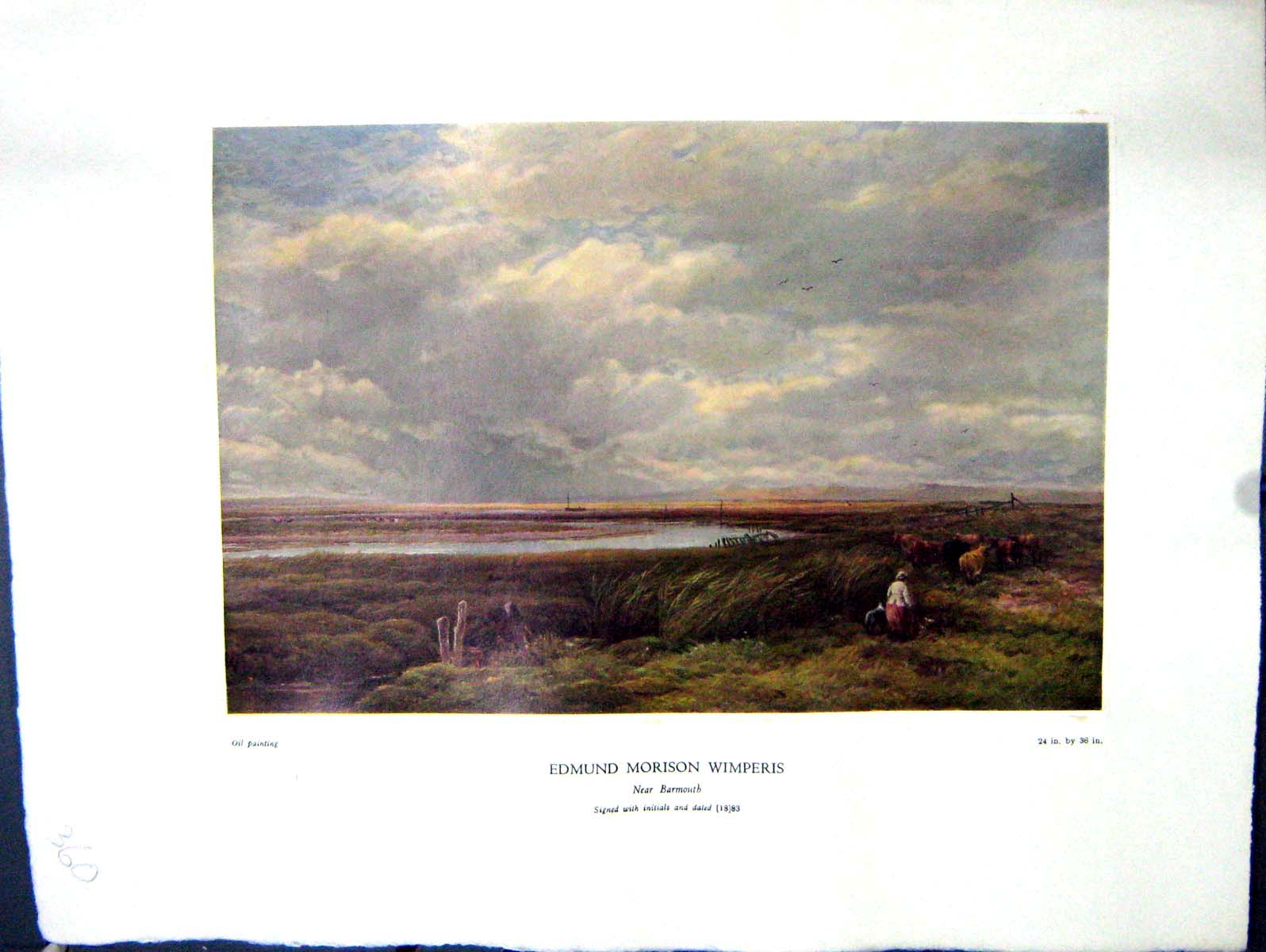 Antique Print 1938 NettlefGrundy Oil Painting View Near Barmouth Edmund Wim