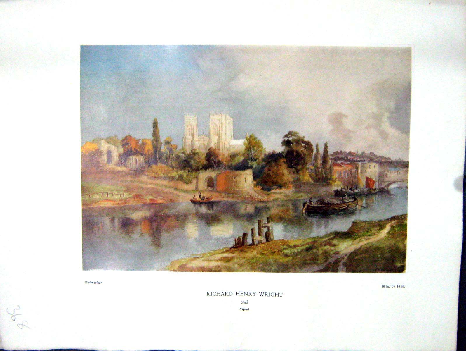 Antique Print 1938 NettlefGrundy Water View York Cathedral Richard Henry Wr