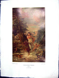 Antique Print 1938 NettlefGrundy Oil Painting Winter Girl Cherub Marguerite
