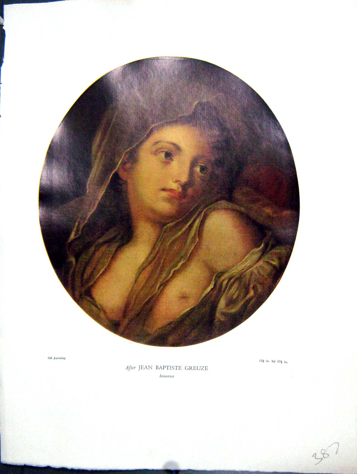 Antique Print 1938 NettlefGrundy Oil Painting Innocence Young Girl Jean Bap