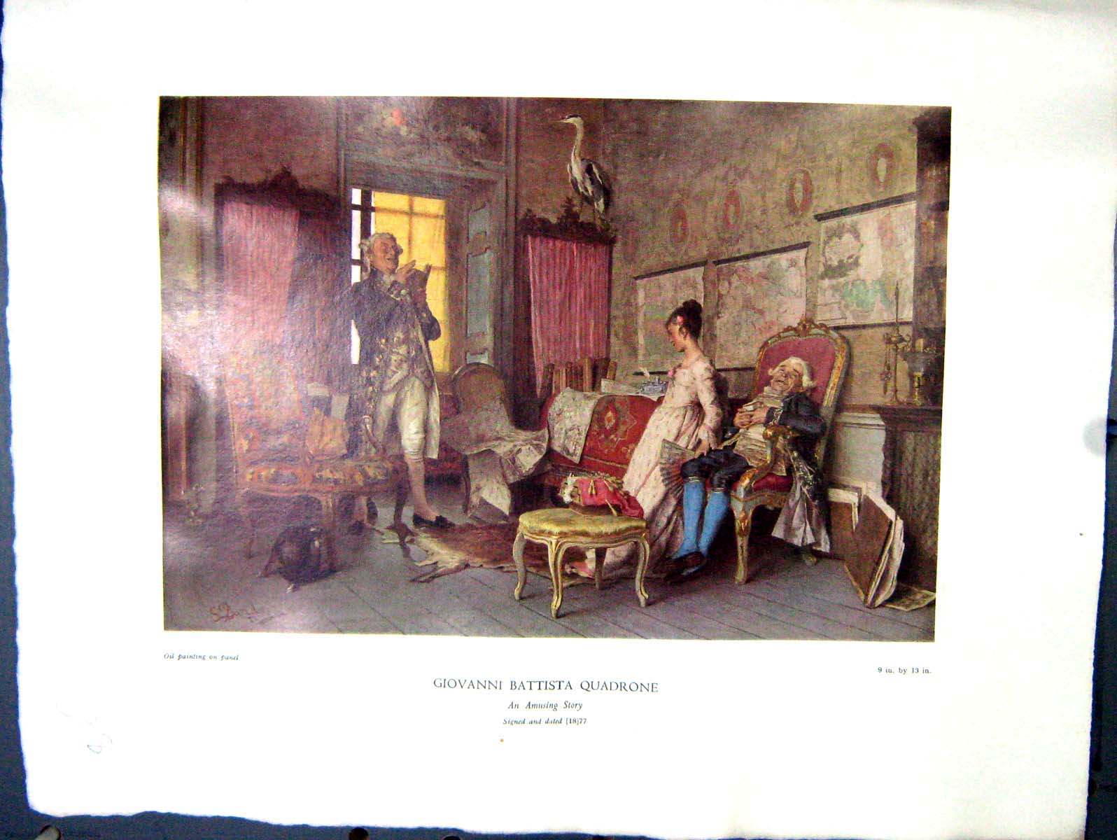 Antique Print 1938 NettlefGrundy Oil Painting Amusing Story Man Giovanni Qu