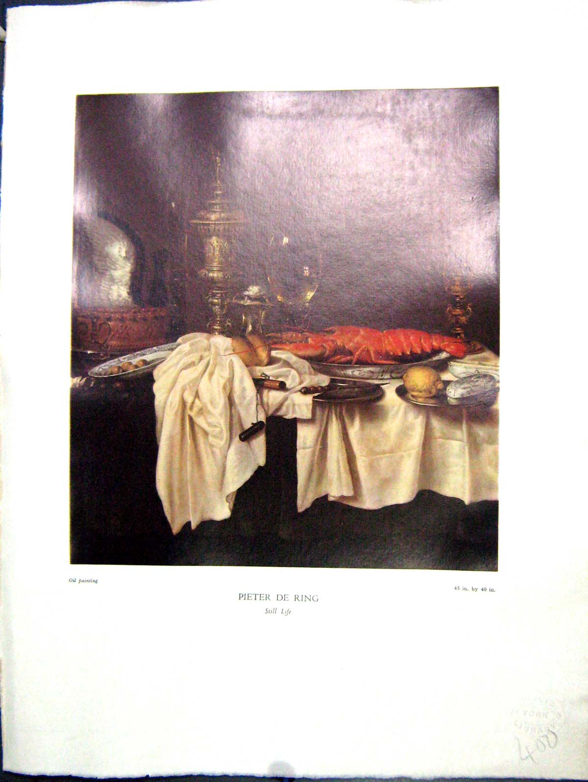 Antique Print 1938 NettlefGrundy Oil Painting Still Life Lobster Dinner Tab