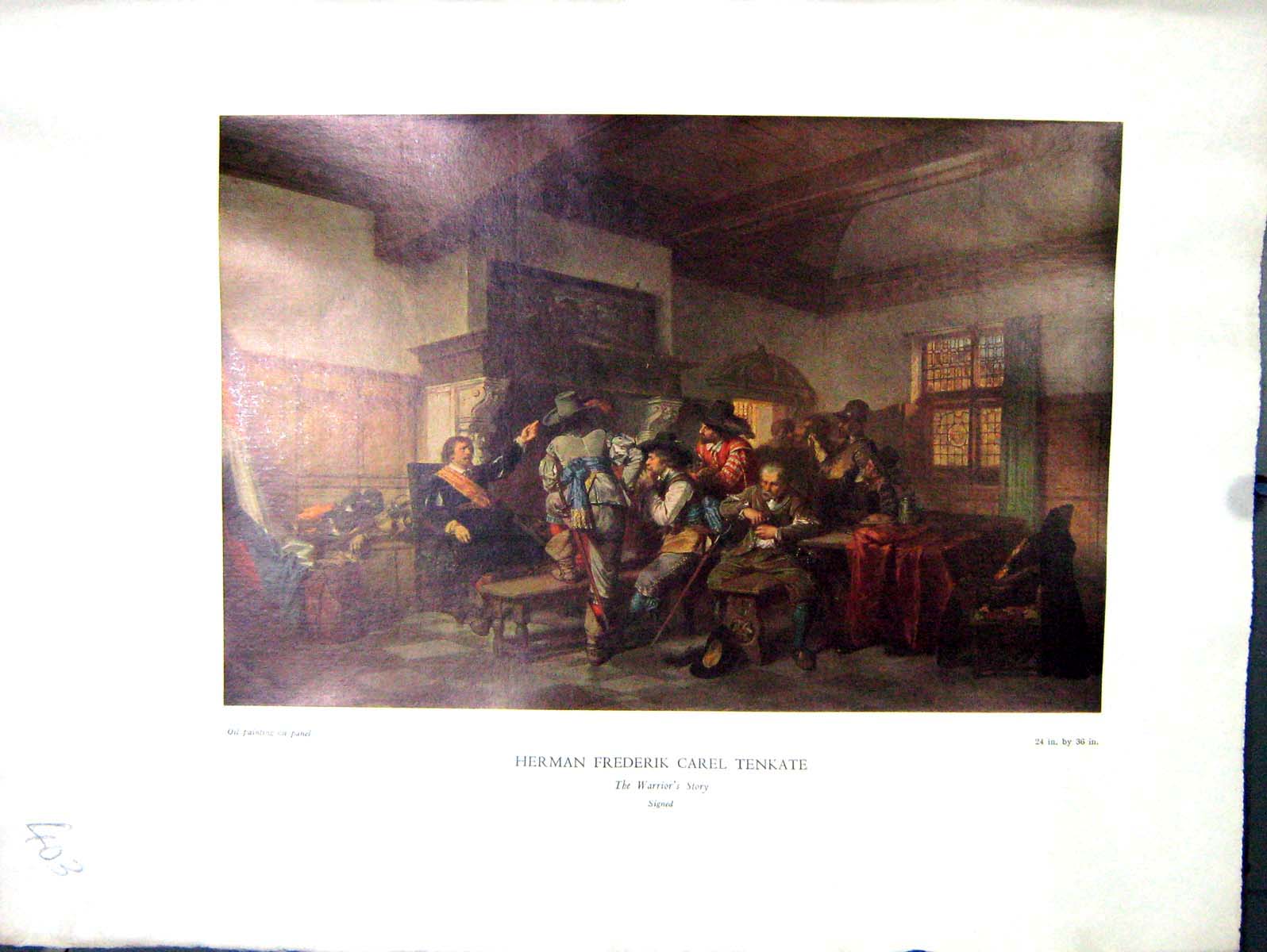 Antique Print 1938 NettlefGrundy Oil Painting Warrior'S Story Herman Carel 20th
