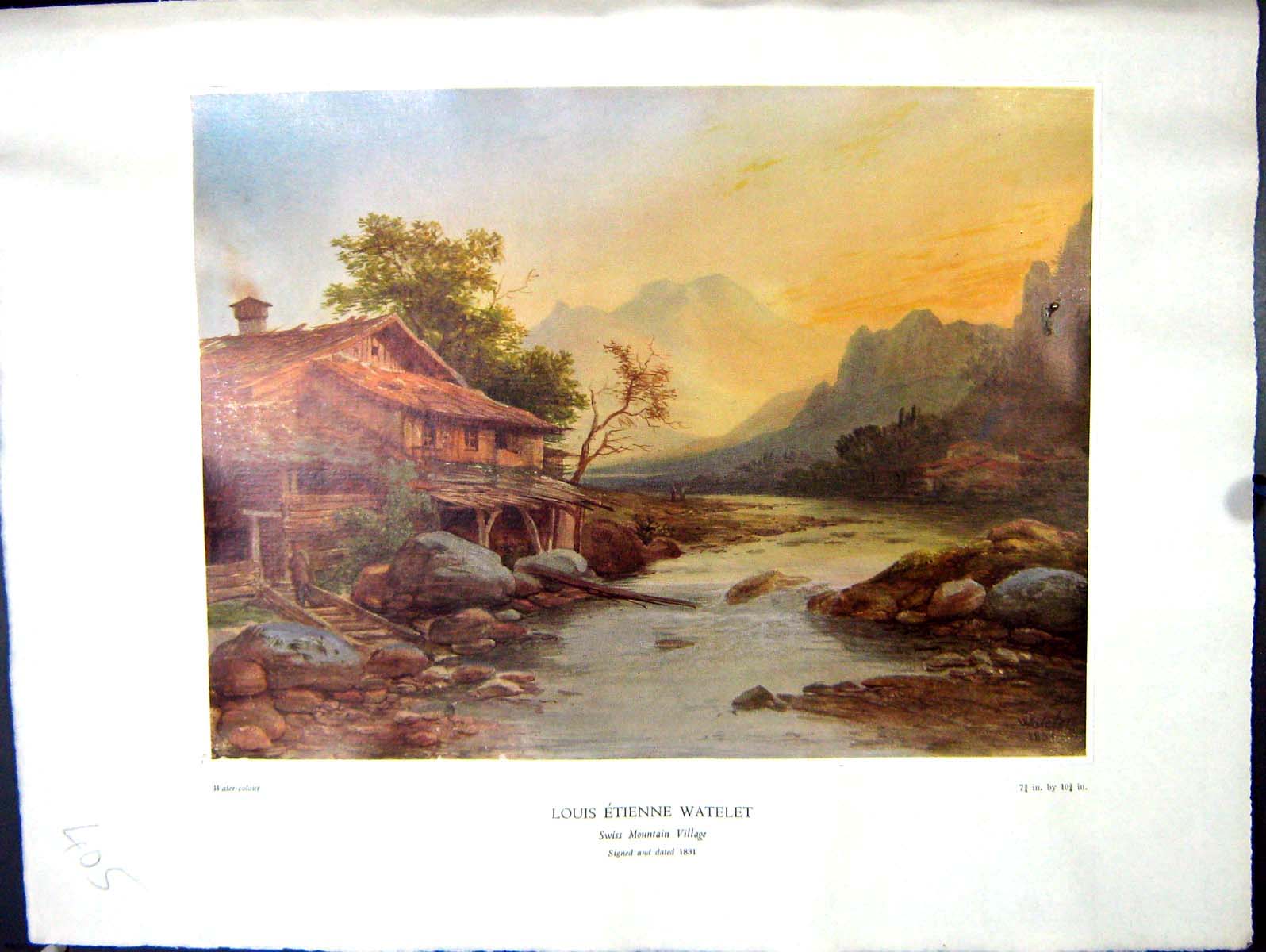 Antique Print 1938 NettlefGrundy Water Swiss Mountain Village Louis Watelet