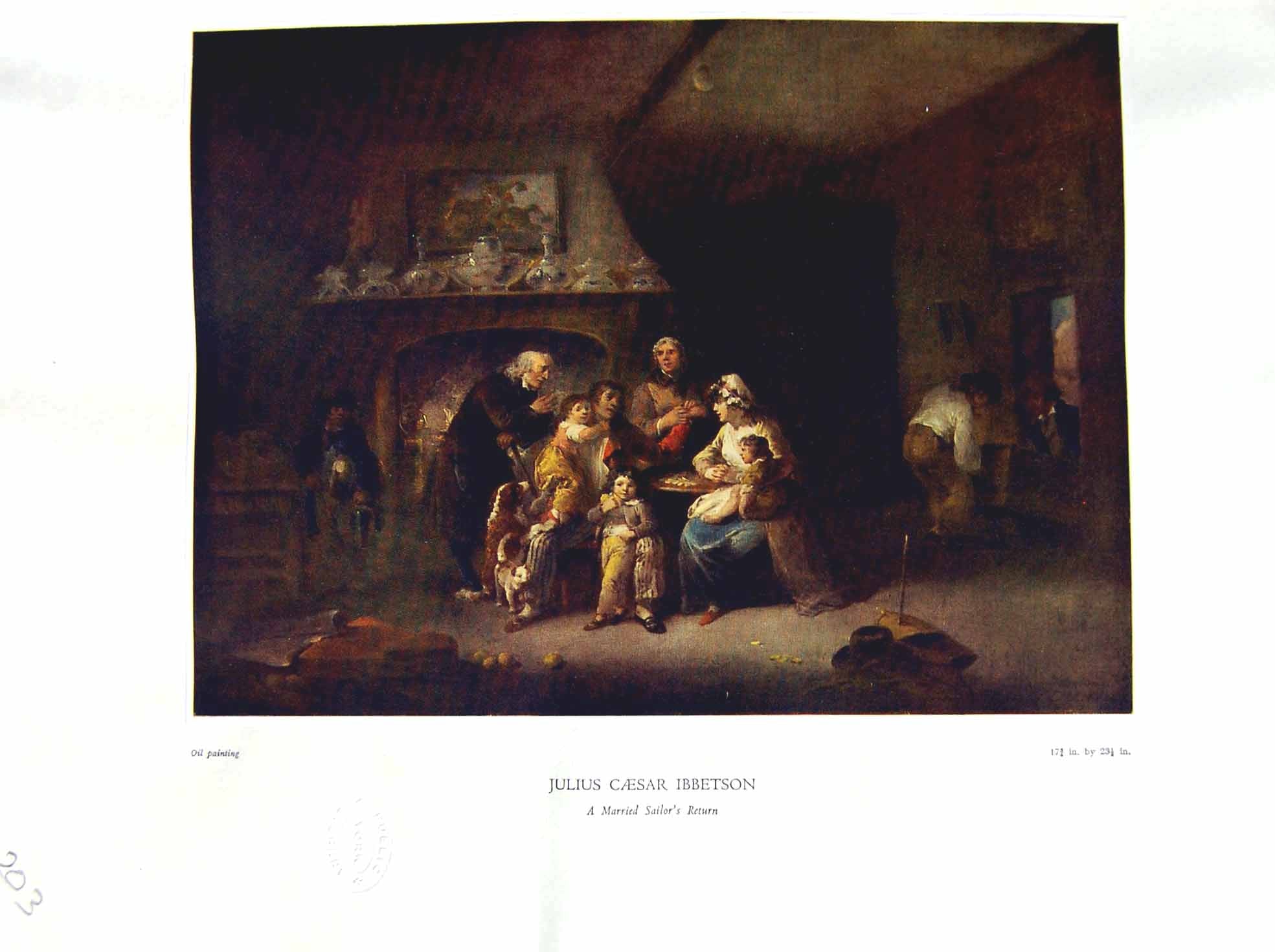 Antique Print 1937 NettlefGrundy Oil Painting Married Sailors Return Home I