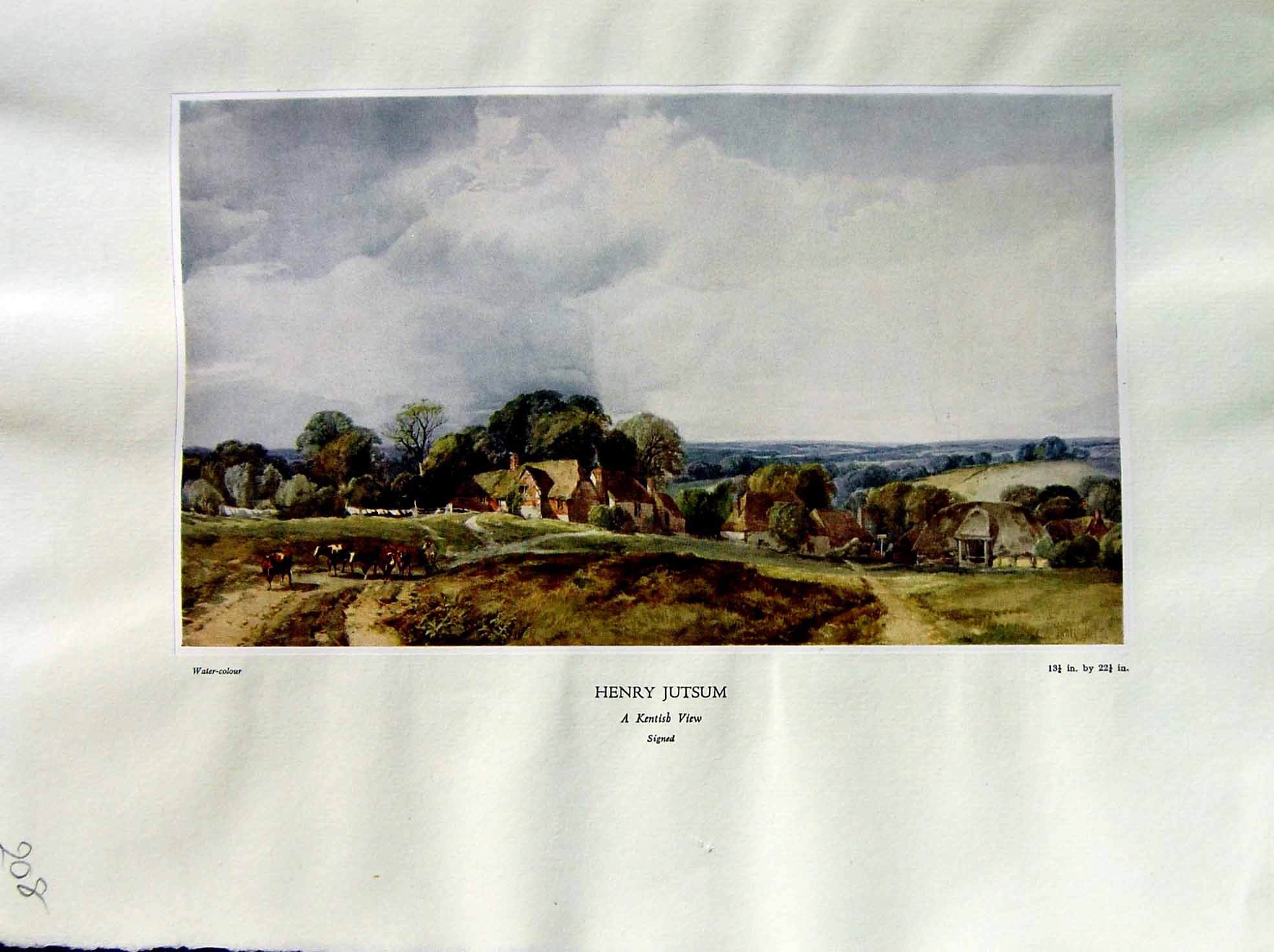 Antique Old Print 1937 NettlefGrundy Water Kentish View Cattle Henry Jutsum