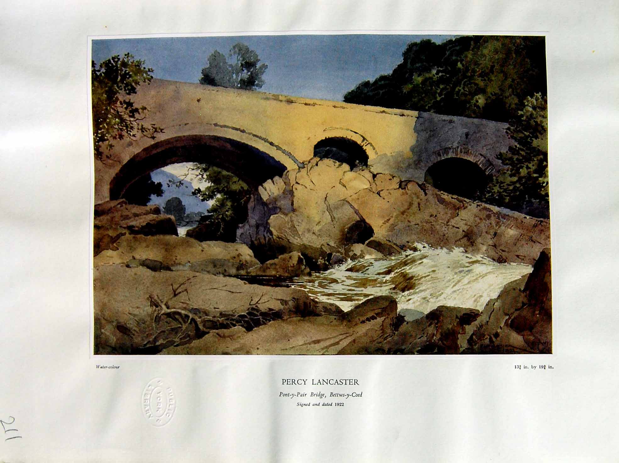 Antique Print 1937 NettlefGrundy Water Pont-Y-Pair Bridge Bettws-Y-Coed Lan