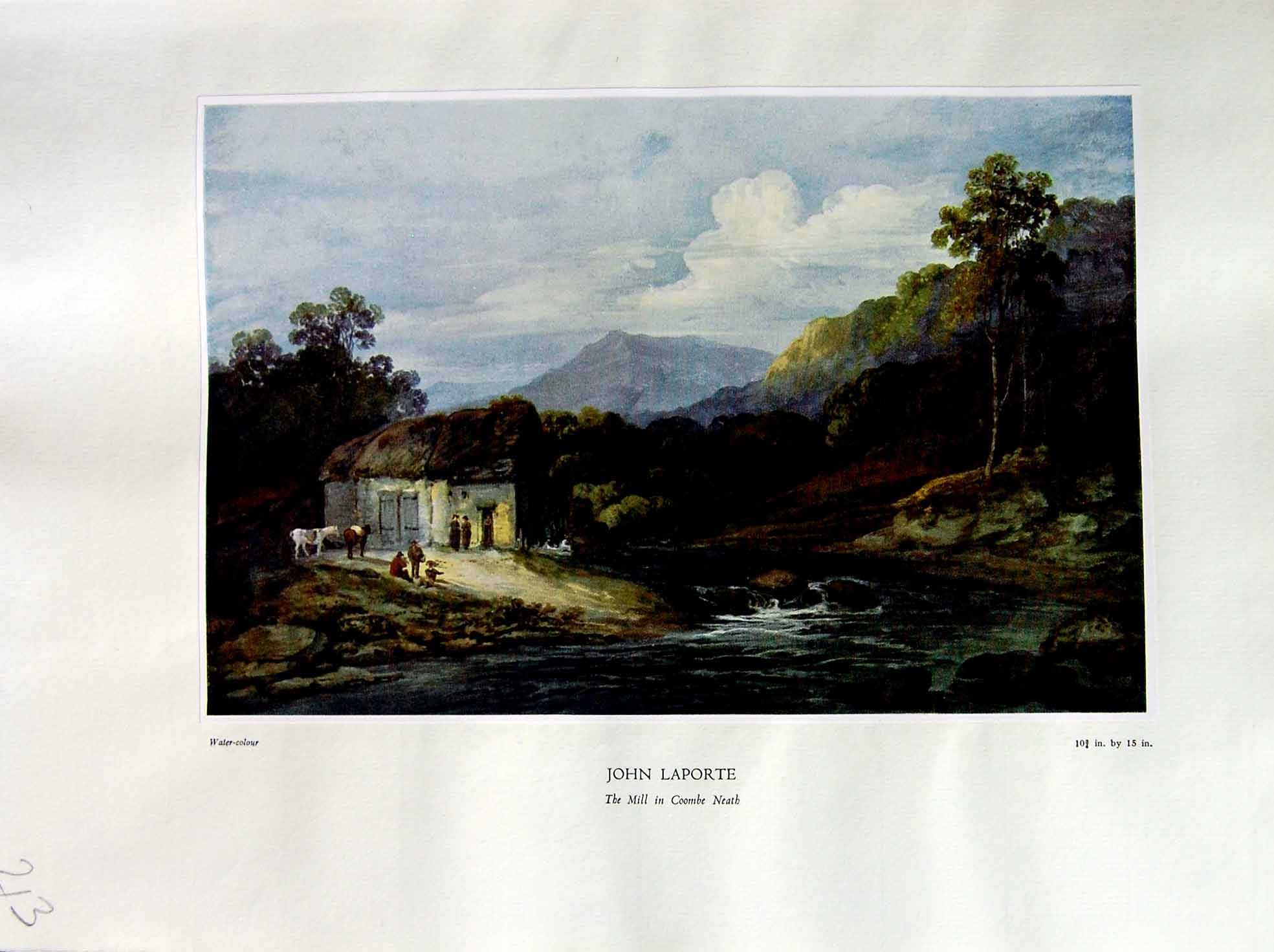 Antique Old Print 1937 NettlefGrundy Water Mill Coomb Neath Mountains Laporte
