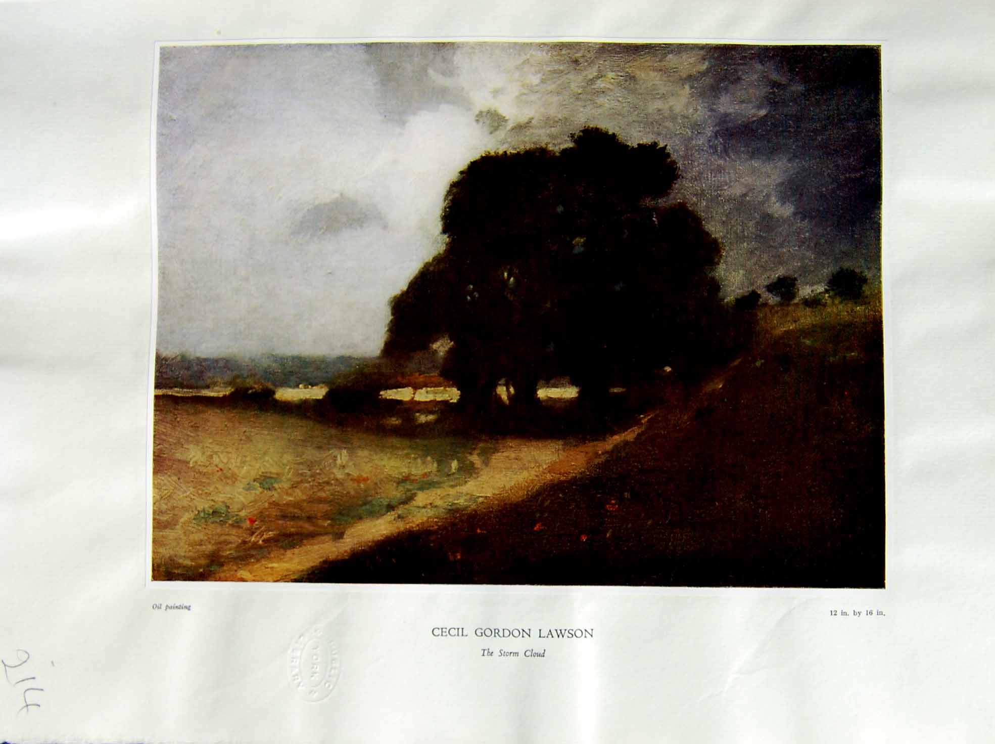 Antique Print 1937 NettlefGrundy Oil Painting Storm Cloud Trees Cecil Gordo