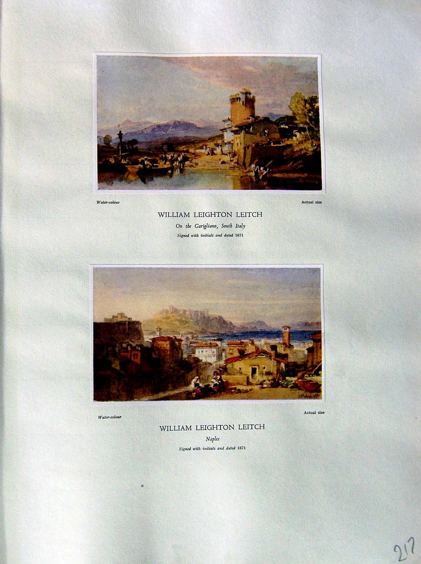 Antique Print 1937 NettlefGrundy Water Naples Carigliano Italy William Leit