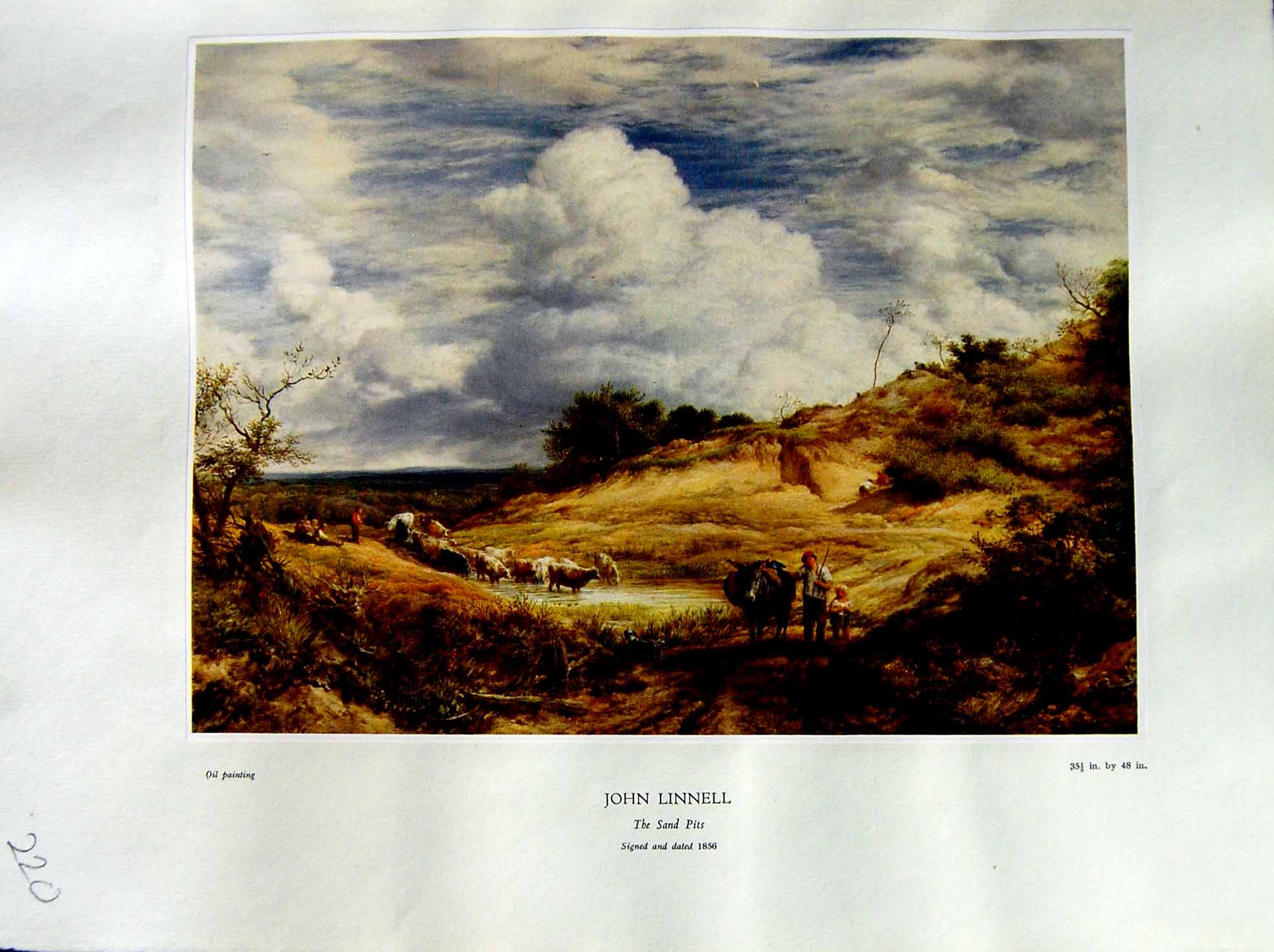Antique Print 1937 NettlefGrundy Oil Painting Sand Pits Cattle Donkey John 20th