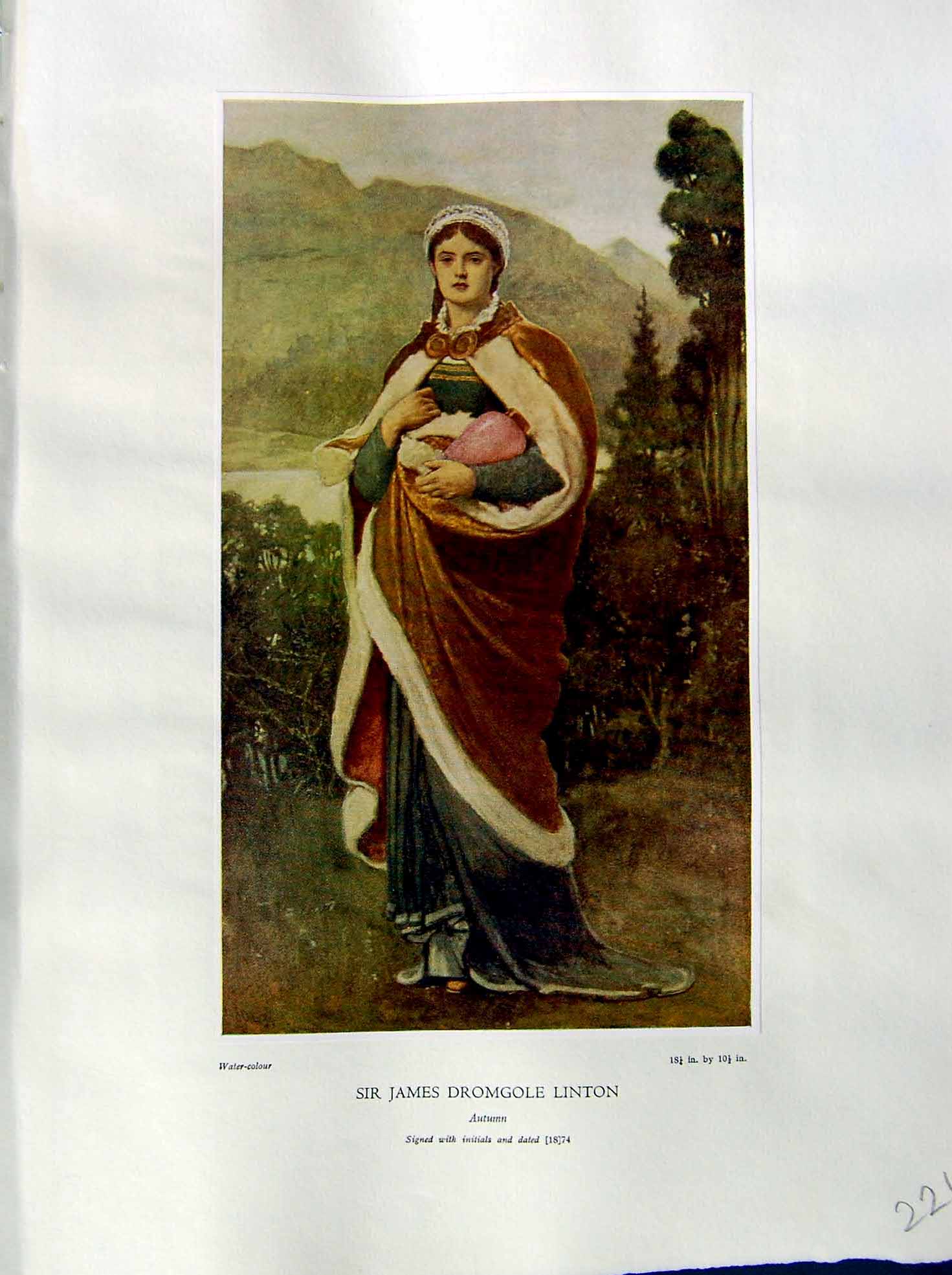 Old Vintage Print 1937 NettlefGrundy Water Autumn Girl Jug James Linton 20th