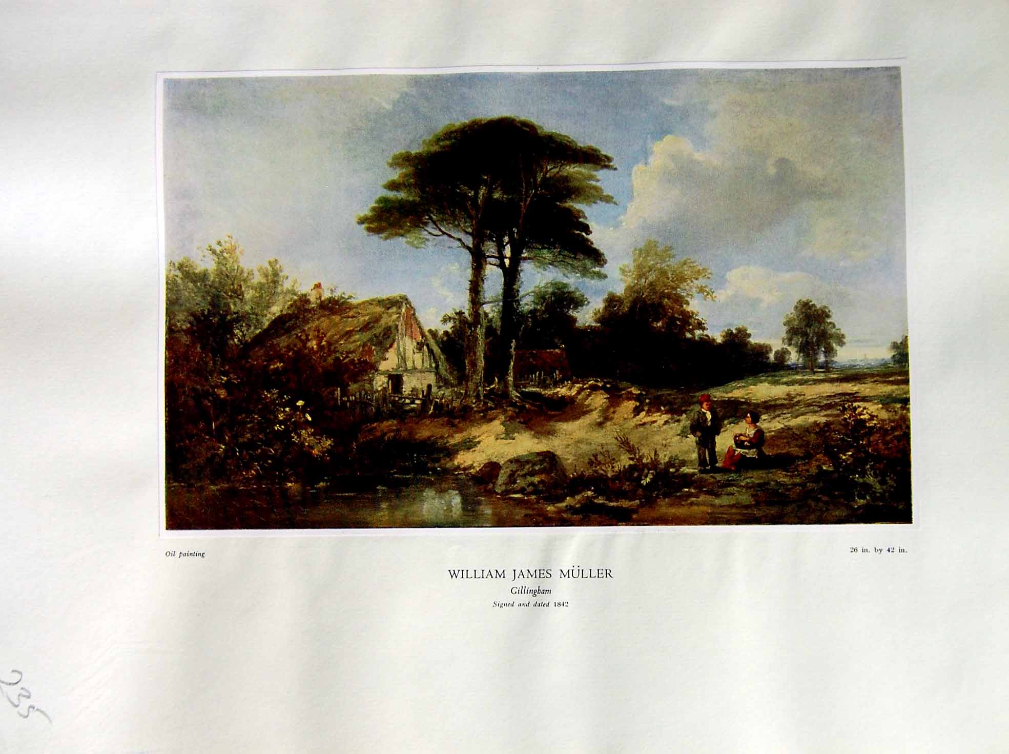 Antique Print 1937 NettlefGrundy Oil Painting View Gillingham House River W