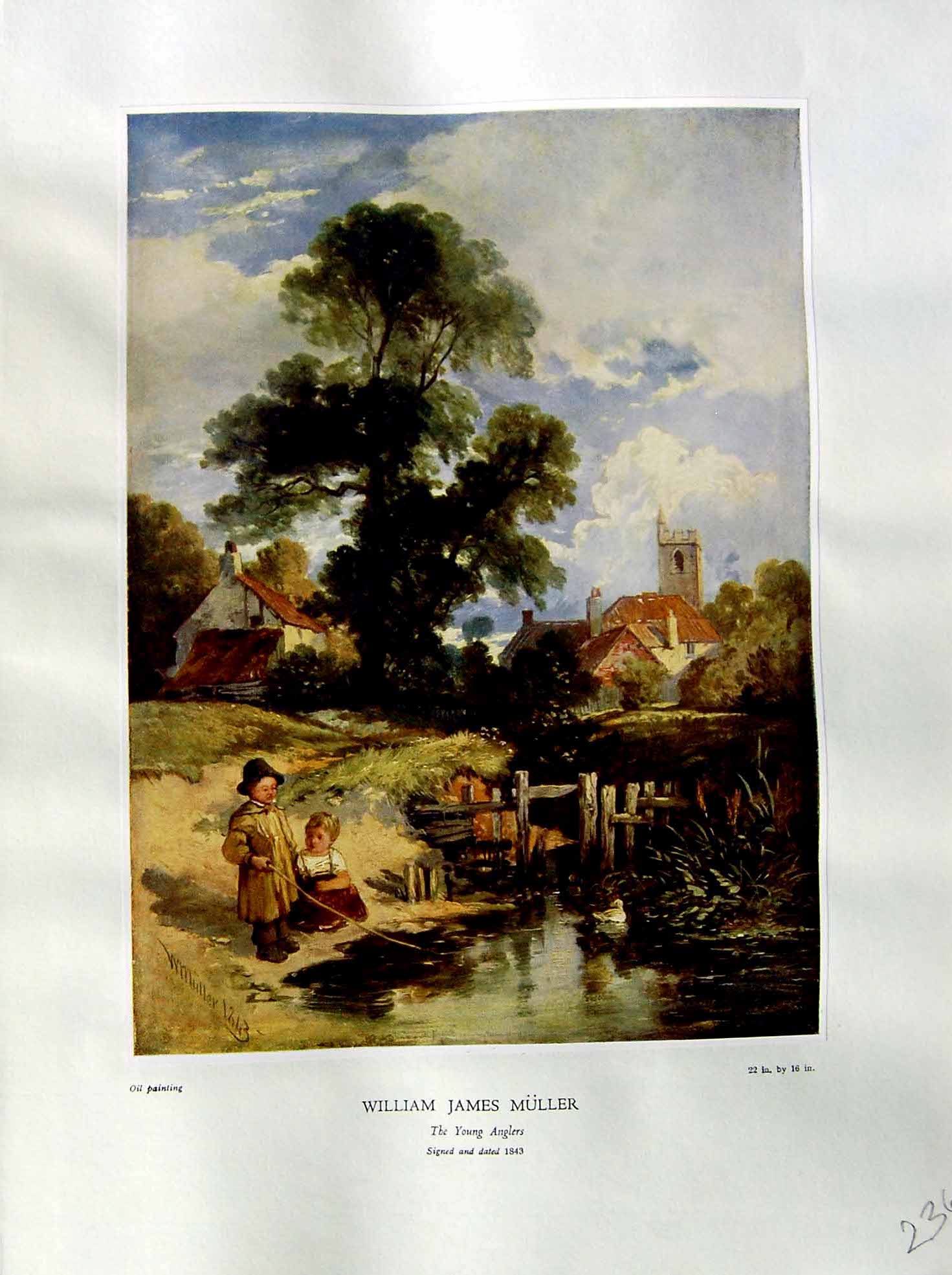 Antique Print Young Anglers Fishing 1937 NettlefGrundy Oil Painting William