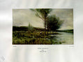 Antique Print 1937 NettlefGrundy Oil Painting Spring Scene River Trees Harr