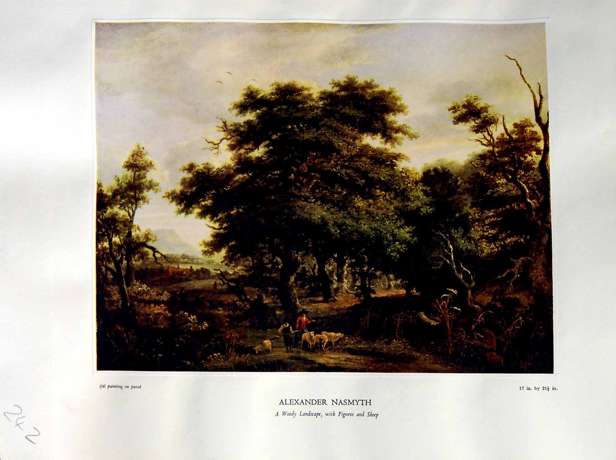 Antique Print 1937 NettlefGrundy Oil Painting Woody Landscape Figures Sheep