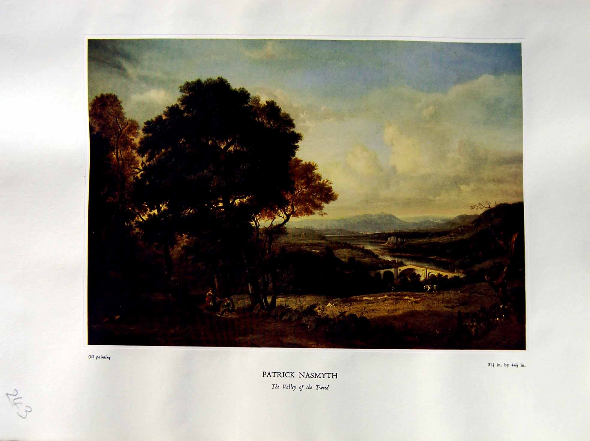 Antique Print 1937 NettlefGrundy Oil Painting Valley Tweed Trees River Brid