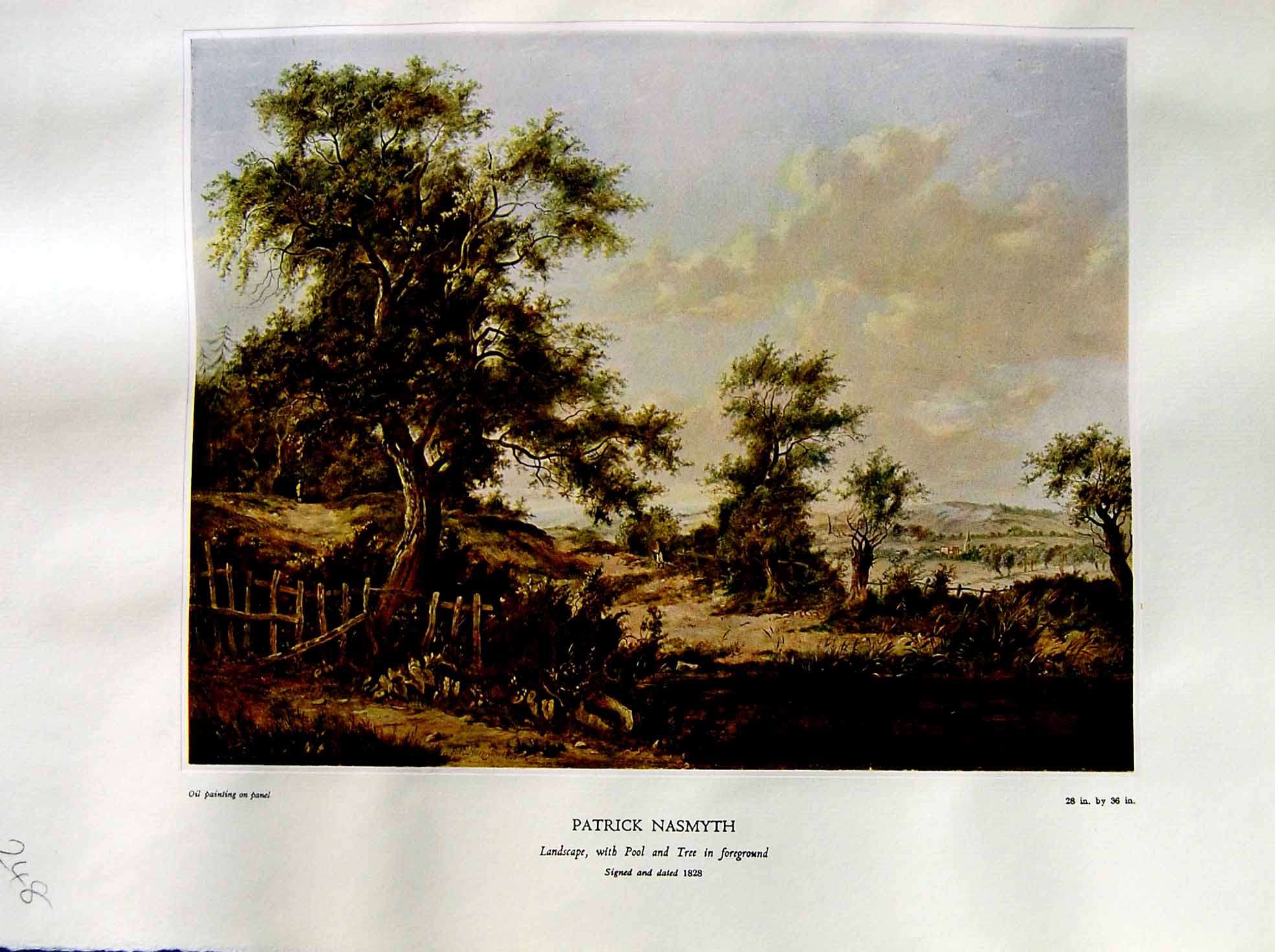 Antique Print 1937 NettlefGrundy Oil Painting Landscape Pool Tree Patrick N