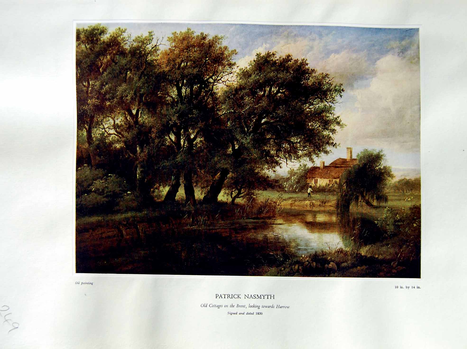 Antique Print 1937 NettlefGrundy Oil Painting Cottages River Brent Harrow N