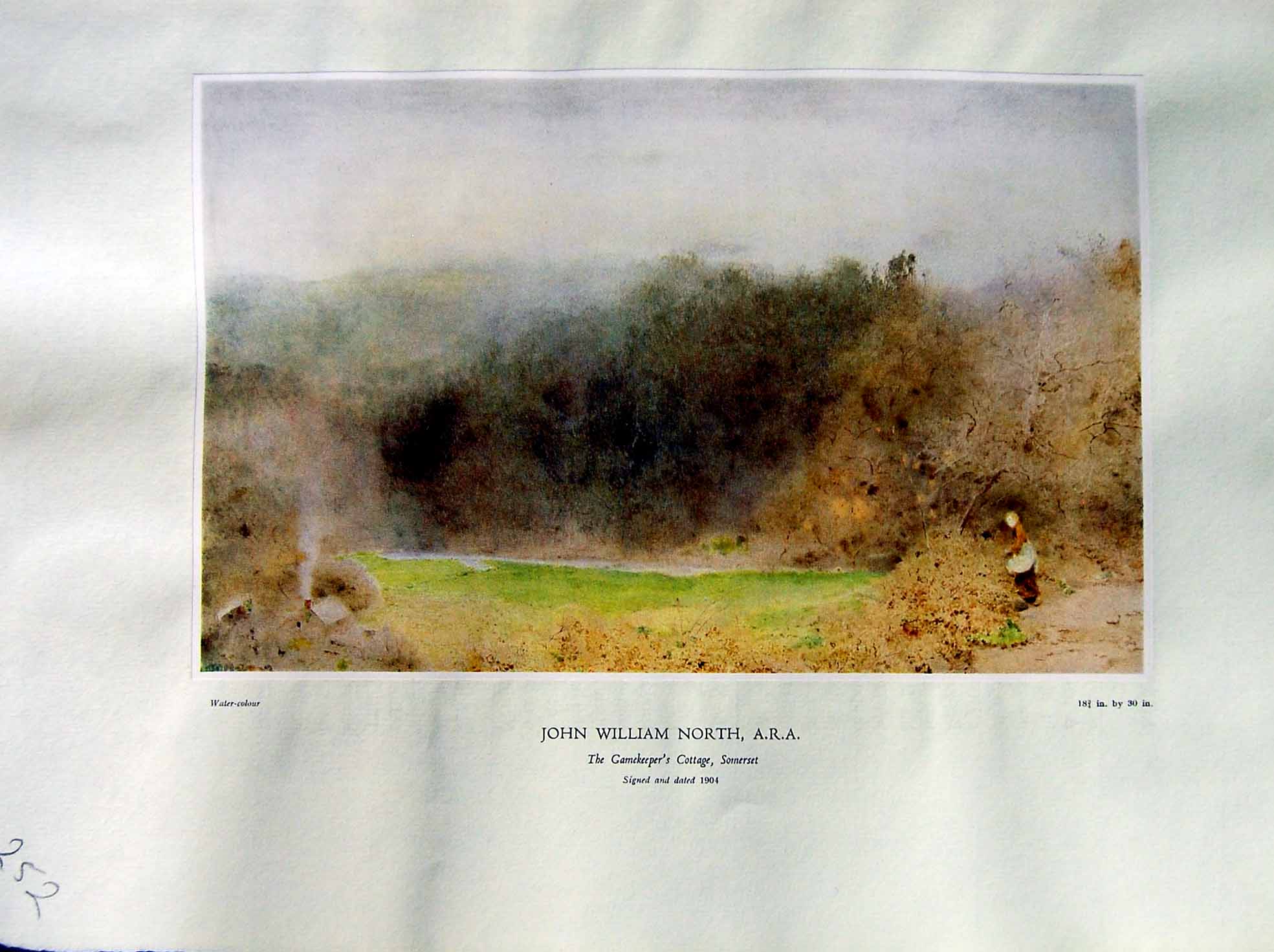 Antique Old Print 1937 NettlefGrundy Water Gamekeepers Cottage Somerset North