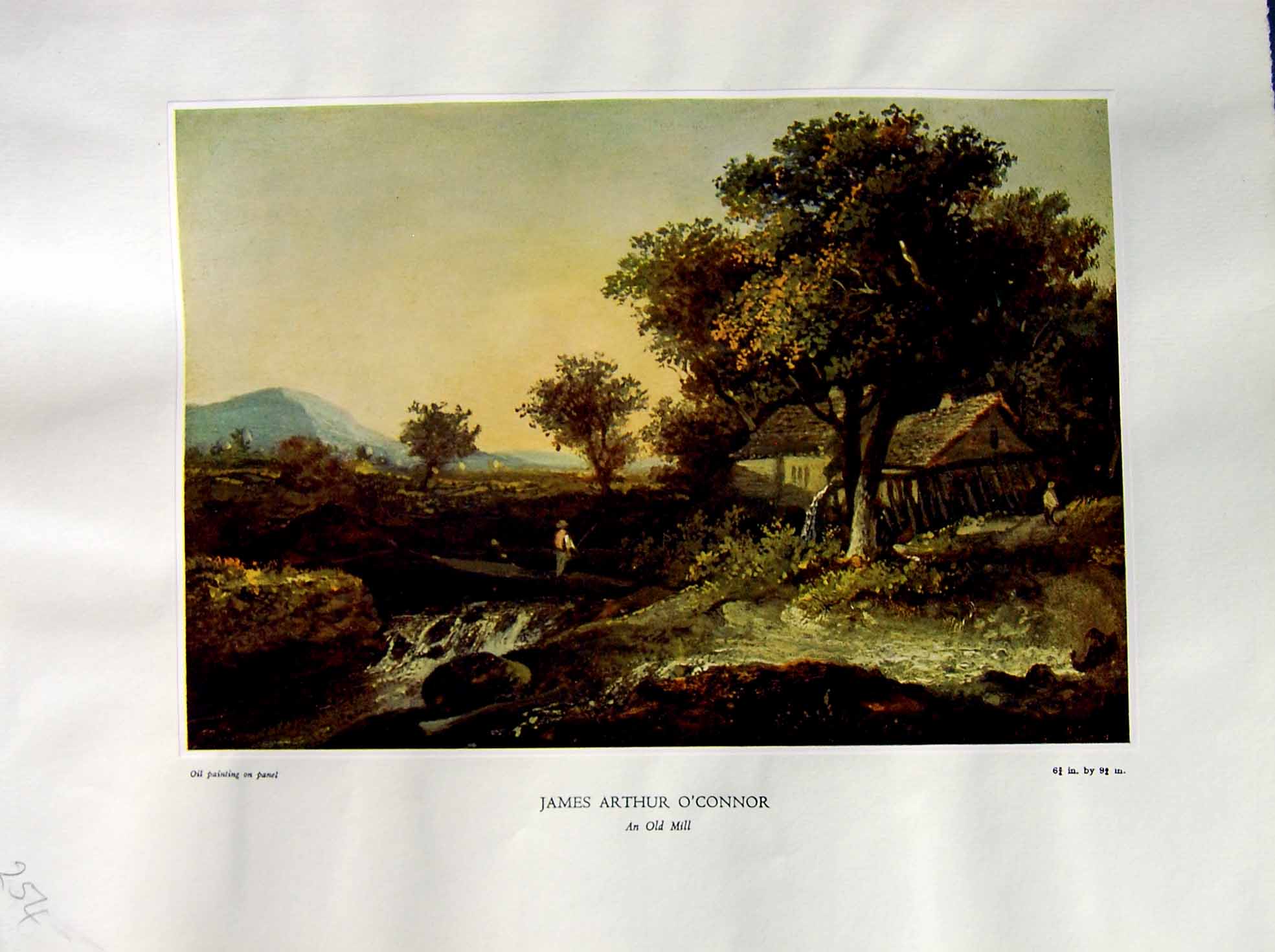 Antique Old Print 1937 NettlefGrundy Oil Painting Mill Mountains Trees Jame