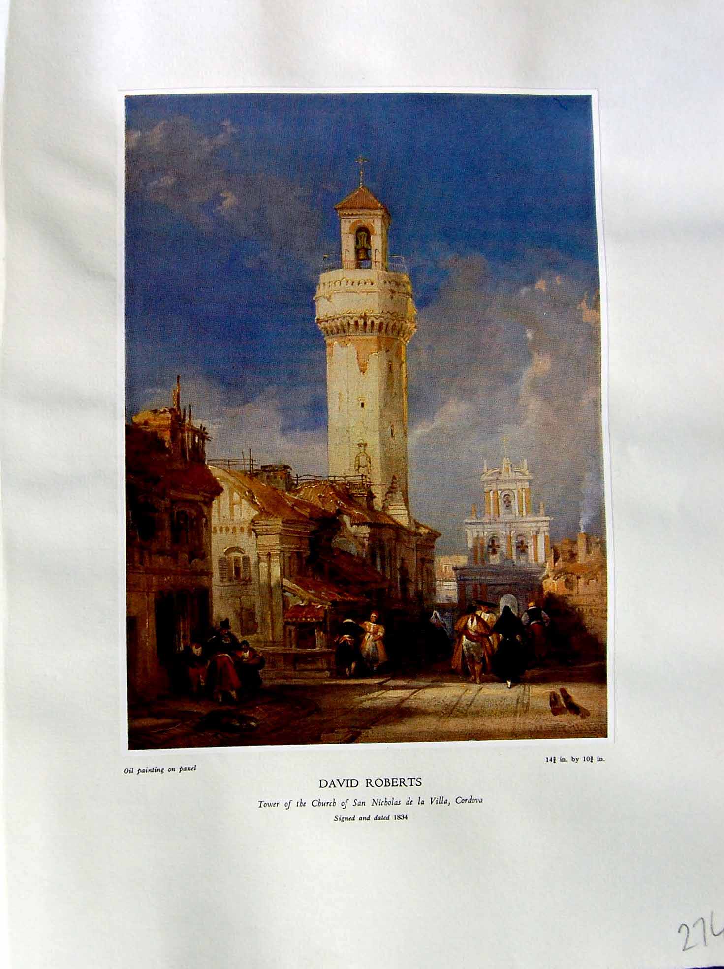 Antique Print 1937 NettlefGrundy Oil Painting Tower Church San Nicholas Cor