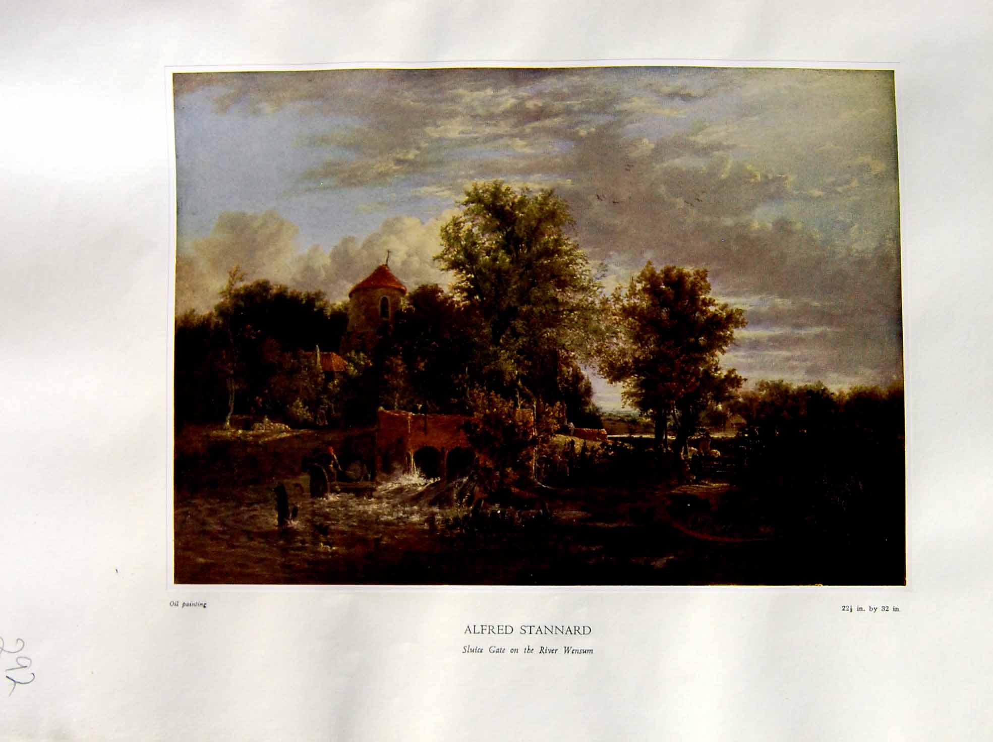 Antique Print 1937 NettlefGrundy Oil Painting Sluice Gate River Wensum Alfr