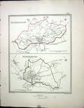 Old Walker Creighton Map C1850 Plan Peterborough Northampton England Victorian