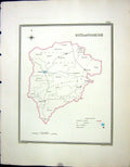 Antique Print Walker Creighton Map C1850 Rutlandshire England Oakham Ketton