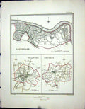 Old Walker Creighton Map C1850 Plan Southwark Guildford Reigate Engla Victorian
