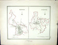 Antique Old Print Walker Creighton Map C1850 Plan Warwick Coventry England 19th