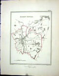 Old Antique Print Plan Kirkby Kendal England Walker Creighton Map C1850 19th